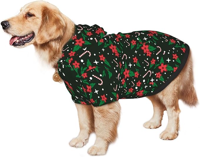 Black Candy Cane Dog Hoodie Cute Cow Black