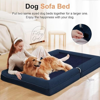Large Dog Bed Orthopedic Washable: Jumbo Dog Bed Bolster Extra Large Dogs Egg Crate Foam Sofa Couch Waterproof Removable Cover