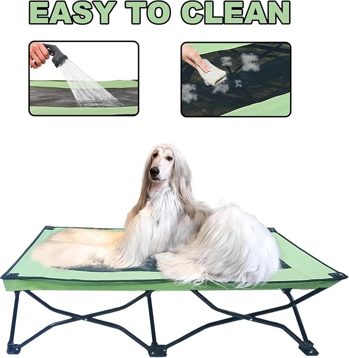 YEP HHO 47 Inches Long Elevated Folding Pet Bed Cot Travel Portable Breathable Cooling Textilene Mesh Sleeping Dog Bed (47 Inch (Pack of 1), Neon-Green)