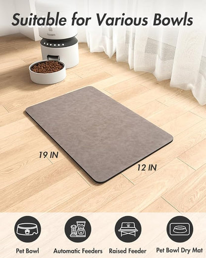 MontVoo-Absorbent Pet Feeding Mat-No Stains Dog Mat for Food and Water Bowl-Quick Dry Dog Cat & Dog Food Mat Water Dispenser Mat-Pet Supplies Mat-Dog Water Bowl Mat for Messy Drinker (12"x19"