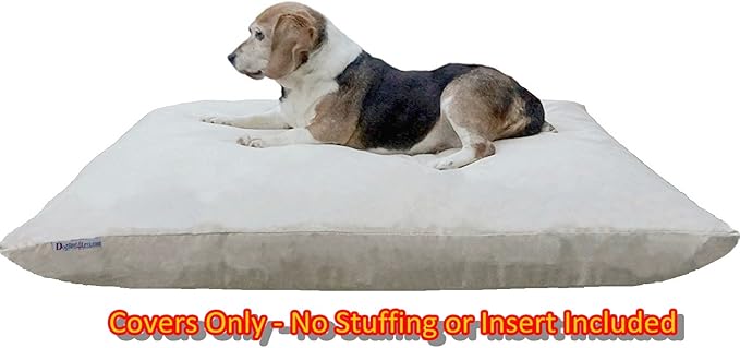 Dogbed4less Do It Yourself DIY Pet Bed Pillow Duvet Suede Cover + Waterproof Internal case for Dog/Cat at Large 48"X29" Khaki Color - Covers only