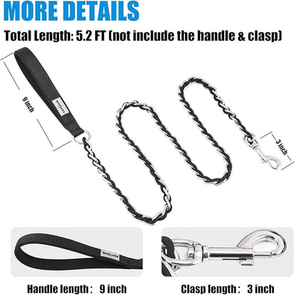 Chew Proof Metal Leash Chain Dog Leash for Medium Large Dogs 4FT Strong