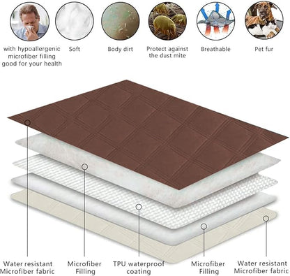 SUNNYTEX Waterproof & Reversible Dog Bed Cover Pet Blanket Sofa, Couch Cover Mattress Protector Furniture Protector for Dog, Pet, Cat, Chocolate+cream 68x82 Inch (Pack of 1)