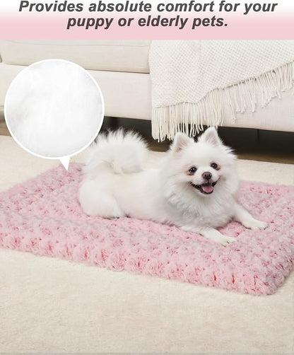 Washable Dog Bed Mat Reversible Dog Crate Pad Soft Fluffy Pet Kennel Beds Dog Sleeping Mattress for Large Jumbo Medium Small Dogs 41 x 27 Inch,