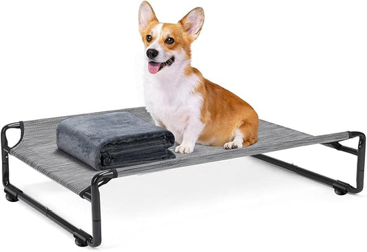 Veehoo Medium Elevated Dog Bed with Flannel Dog Blanket CWC2201B