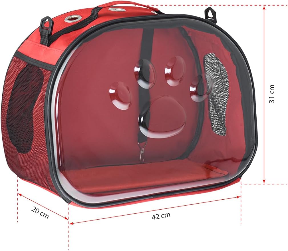 Pet Carrier Backpack, cat Carrier Bag, cat Dog Carrier Bag, Bird Carrier Bag, Backpack Carrier with Foldable Shoulder Strap, Designed for Cats and Puppies, Airline Approved, Travel, Hiking (Red)