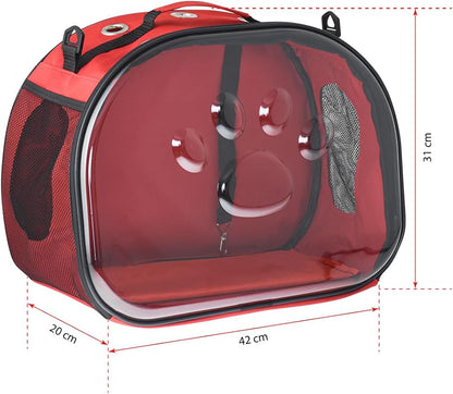 Pet Carrier Backpack, cat Carrier Bag, cat Dog Carrier Bag, Bird Carrier Bag, Backpack Carrier with Foldable Shoulder Strap, Designed for Cats and Puppies, Airline Approved, Travel, Hiking (Red)