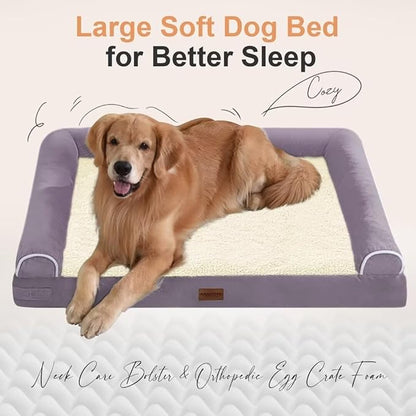 Large Dog Bed Orthopedic Washable: Beds Bolster XL Bed Medium Large Dogs Egg Crate Foam Couch Sofa Waterproof with Removable Cover