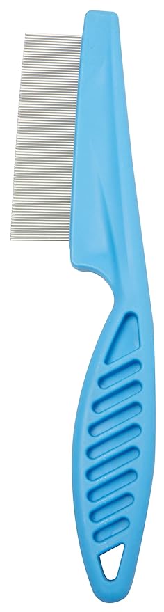 6-in-1 Pet Grooming Kit for Dogs & Cats, Skin Friendly with Self Cleaning Shedding Brush, Hair Remover, Flea Comb, Bath Brush & Paw Cleaner, Blue