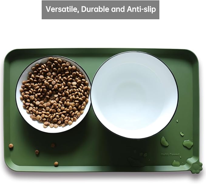 Hoki Found Silicone Pet Food Mats Tray -High-Lips Pet Dog Cat Bowl Mats Placemat