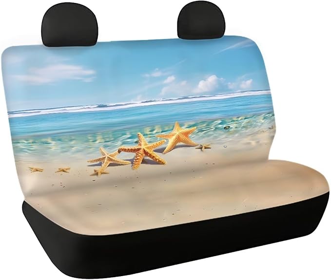 AFPANQZ Beach Starfish Print Car Rear Seat Covers 2 Pack