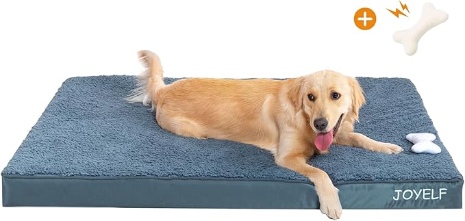 JOYELF XLarge Dog Crate Bed Mats Orthopedic Dog Bed,Egg Crate Foam Dog Mat Waterproof Dog Pad with Washable Removable Cover, a Squeaker Toy as Gift