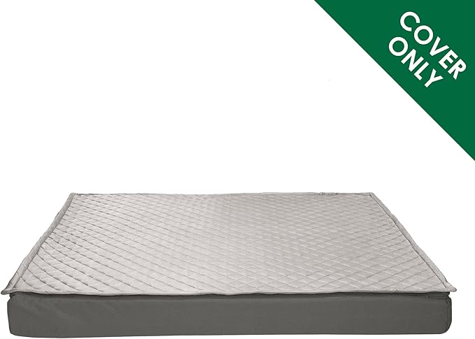 Furhaven Replacement Dog Bed Cover Water-Resistant Indoor/Outdoor Quilt Top Convertible Mattress, Washable - Gray, Jumbo (X-Large)