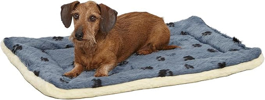 MidWest Homes for Pets Reversible Paw Print Pet Bed in Blue / White 28.5L x 19.5W x 3H for
