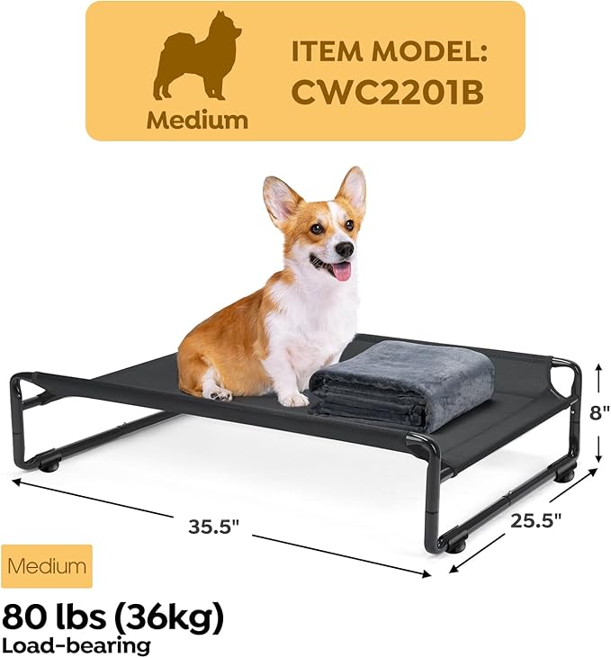 Veehoo Medium Elevated Dog Bed with Flannel Dog Blanket CWC2201B