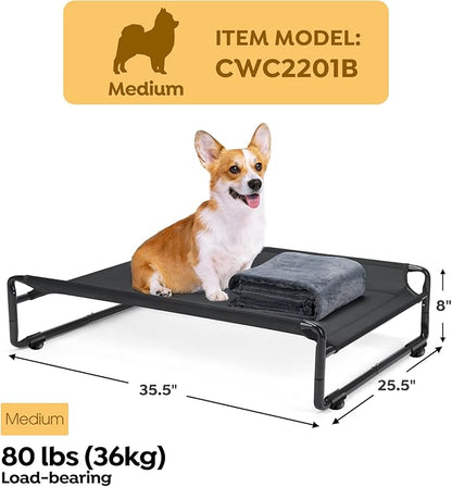Veehoo Medium Elevated Dog Bed with Flannel Dog Blanket CWC2201B