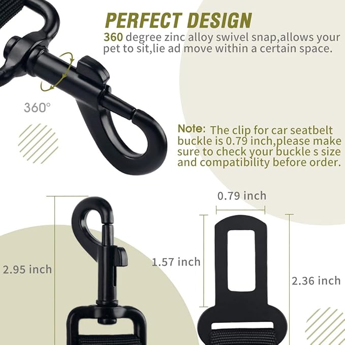 COOYOO Dog Seat Belt 3 Piece