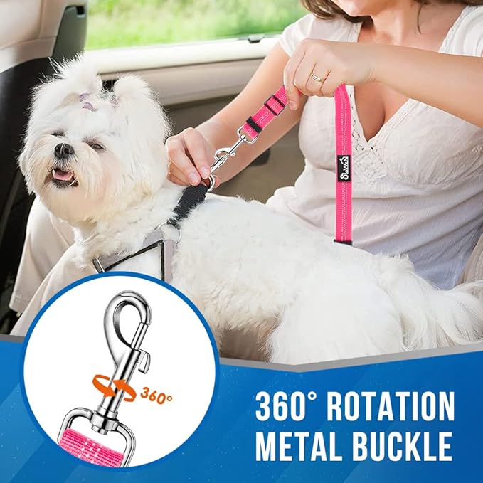 Lukovee Double Dog Seat Belt, New Dual Pet Car Headrest Restraint Safety Seatbelt No Tangle Dog Leash Duty Adjust Elastic Bungee Puppy Lead Splitter Connect Harness in Vehicle Travel for 2 Dogs (FL)