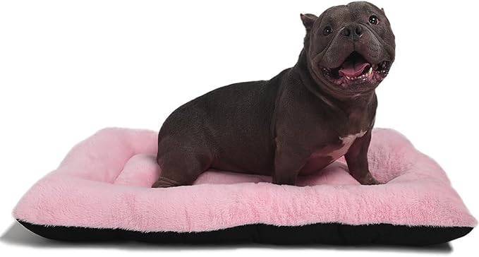 36 Inch Dog Crate Pad Pink Washable,Ultra Soft Cute Dog Crate Bed 36 x 24 with Anti-Slip Bottom,Deluxe Faux Fur Pet Kennel Beds Dog Sleeping Mat for Large Medium Dogs Breeds Up to 55 Lbs