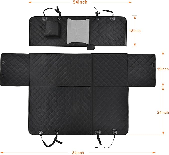 Dog Car Seat Cover for Back Seat Pet Cover for Dogs Waterproof Dog Hammock for Car 600D Heavy Duty Non Slip Scratch Proof Backseat Cover for Dogs in Car