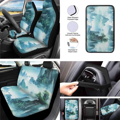 Chinese Mountain Landscape Painting Headrest Cover Mountains Paintings