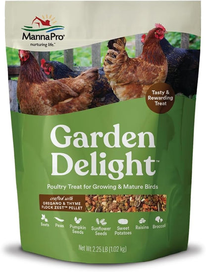 Manna Pro Garden Delight - Treats for Chickens - Poultry, Bird, Coop, Duck, Treat - 2.25 lbs