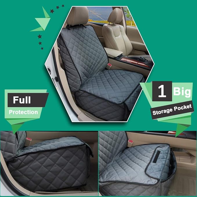 Waterproof Front Seat Cover Dog Car Seat Covers Nonslip and Full Protection with Side Flaps Fits Most Cars
