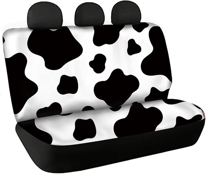 CLOHOMIN Black White Cow Print No Odor Car Seat Cover for Back Seat Only 4 Season