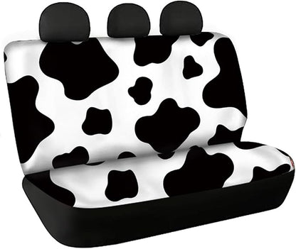 CLOHOMIN Black White Cow Print No Odor Car Seat Cover for Back Seat Only 4 Season