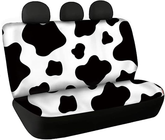 CLOHOMIN Black White Cow Print No Odor Car Seat Cover for Back Seat Only 4 Season