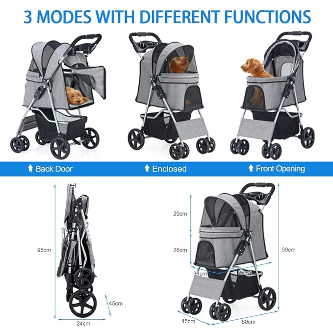 Pet Stroller 4 Wheel,