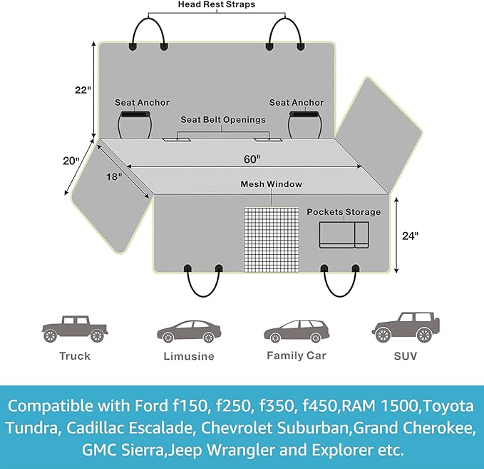 Lassie Dog Hammock for Truck F150 F250 F350 Dog