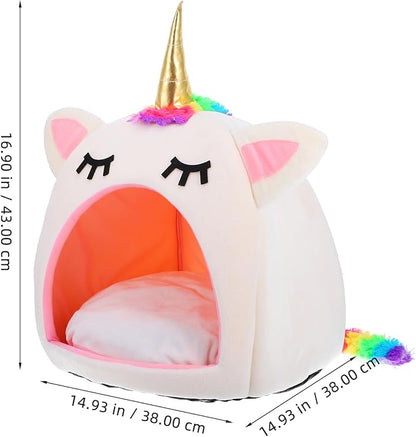 Winter Pet Sleep Bed Warm Unicorn Pet House Bed Pet Supplies for Cat Dog (Size M) Pet Dog Supplies