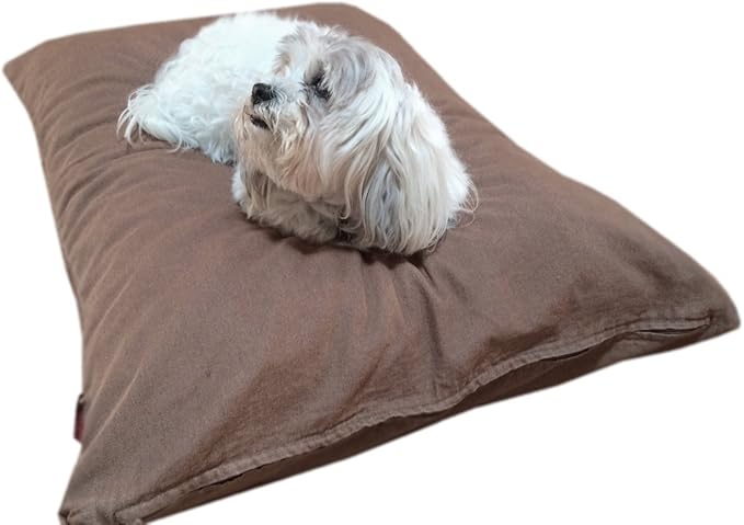 DIY Durable Brown Denim Fabric Heavy Duty Dog Bed Pillow Cover + Internal Waterproof Resistant Case for Medium Large Dogs - Covers ONLY Flat Style (Brown Denim, 47''x29'')