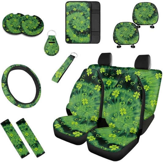Gradient Hearts Clovers 13 PCS Car Seat Cover