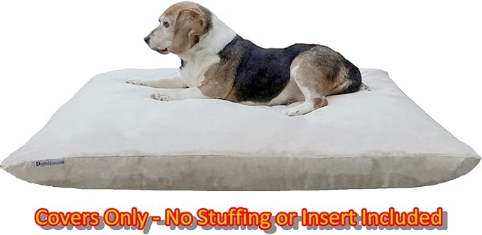 Do It Yourself DIY Pet Bed Pillow Duvet Suede Cover + Waterproof Internal case for Dog/Cat at Medium 36"X29" Khaki Color - Covers only