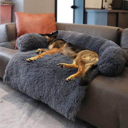Calming Dog Bed Fluffy Plush Dog Mat for Furniture Protector with Removable Washable Cover for Large Medium Small Dogs and Cats (Large(45x37x6)
