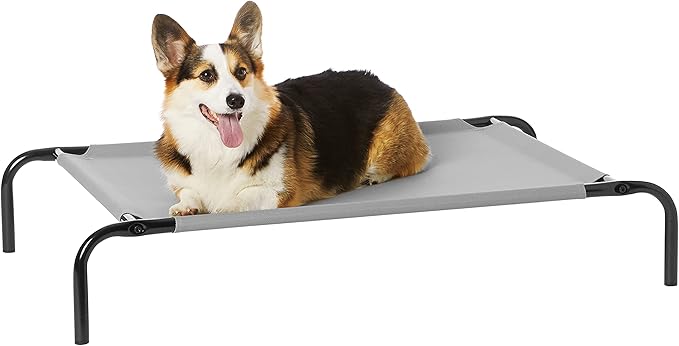 Amazon Basics Cooling Elevated Dog Bed with Metal Frame 43 x 26 x 7.5 Inch,