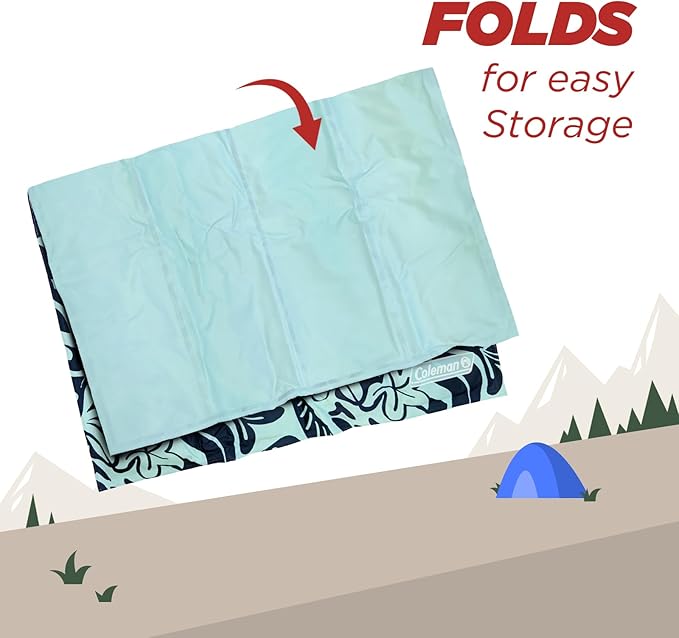 Coleman Small Navy Botanical Pattern Reversible Cooling Mat 18” x 24”