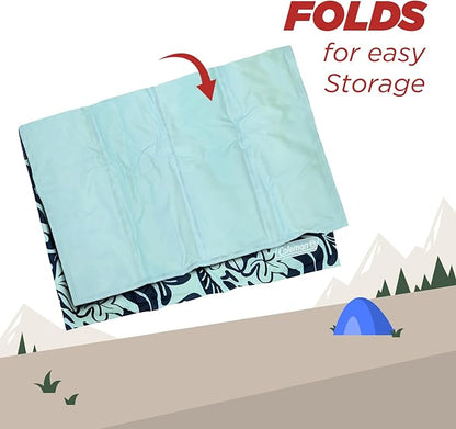 Coleman Small Navy Botanical Pattern Reversible Cooling Mat 18” x 24”