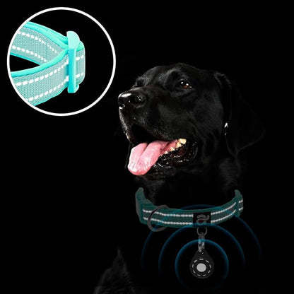 azuza Reflective Dog Collar with Airtag Holder