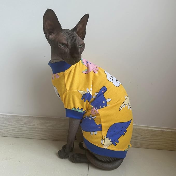 Sphynx Hairless Cat Cute Summer Cotton T-Shirts Pet Clothes (7.7-9.9 lbs))