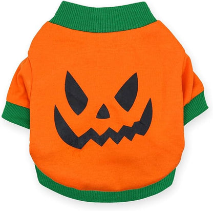 Dog Pumpkin Clothes Cat Shirts Puppy Lightweight Sweatshirts Pet Outfits for Halloween Thankgiving Day Holiday Party