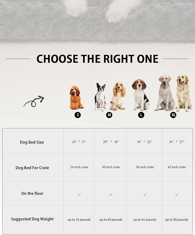 Washable Dog Bed Mat Reversible Dog Crate Pad Soft Fluffy Pet Kennel Beds Dog Sleeping Mattress for Large Jumbo Medium Small Dogs 29 x 18 Inch,