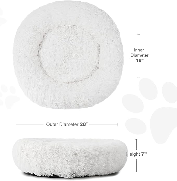 Aurako Cat Bed Dog Bed Round Cushion Pet 28" Milky
