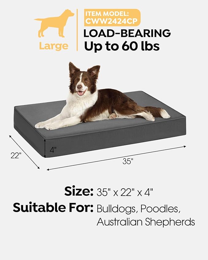 Veehoo Memory Foam Dog Bed for Large Dogs-Waterproof Dog Bed with Oxford Fabric Surface