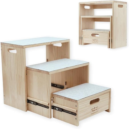 Nesting Wooden Pet Stairs/Pet Steps 3 Steps 170 pounds