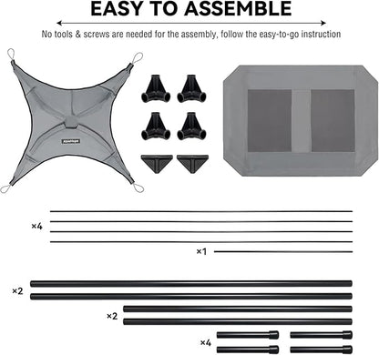 Elevated Dog Bed with Removable Canopy Shade Tent Raised Cooling Pet Cots Bed for Large Medium Dogs Heavy Duty Dog Bed for Indoor & Outdoor Use (Grey 41.7"L x 29.5"W x 33.5"Th)