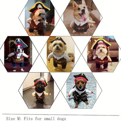 2Pcs Dog Pirate Costume Outfits Captain Hook Cat Clothes Funny Dog Caribbean Hat Halloween Party Costumes Cosplay for Pet Small Medium Puppy Chihuahua Yorkie Corgi (Large)