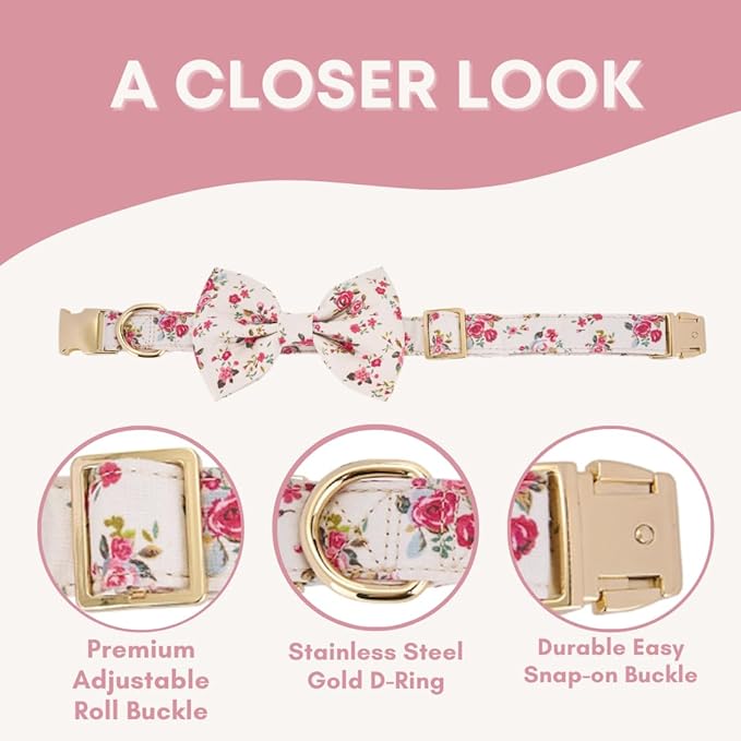 Adjustable Pet Bow Tie and Dog Collar for Small Medium Large Dogs